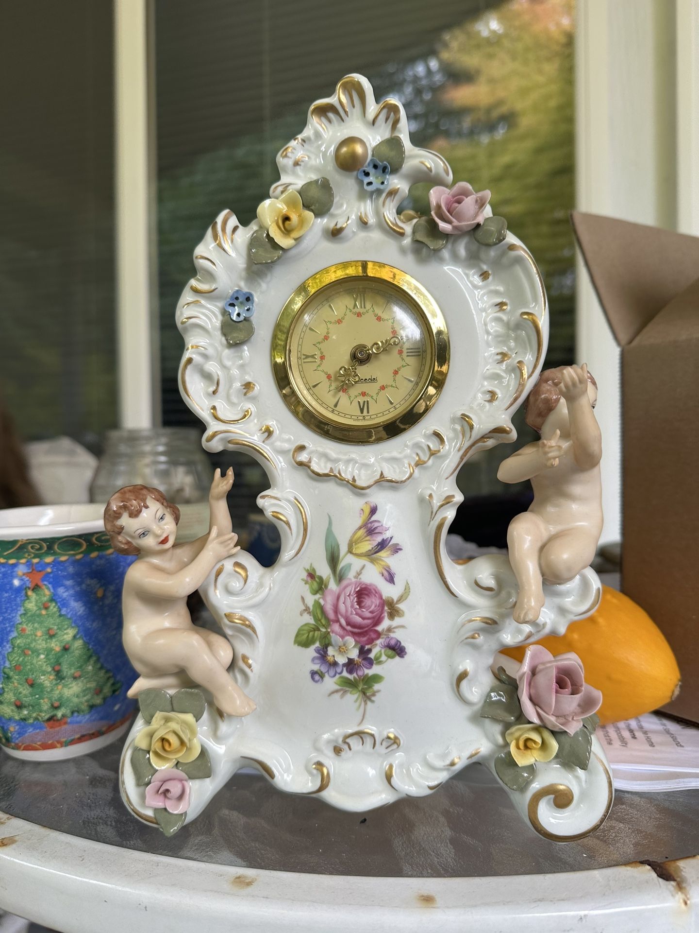 Sandizell German Bavaria Porcelain Mantle Clock
