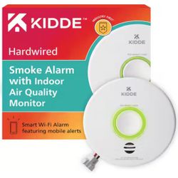 Smart Hardwired Wi-Fi Enabled Smoke Detector and Indoor Air Quality Monitor Photoelectric Sensor