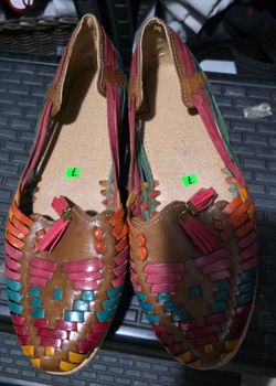 Multicolor Woven Leather Huarache Flats