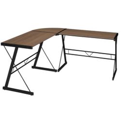 60 in. L Shaped Desk In Walnut 