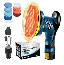 Saker Mini Cordless Buffer Polisher - 6 Inch Portable Polishing Machine Kit for Car Detailing, with 1PC 12V 2000mAh Rechargeable Battery, extra 10 PCS