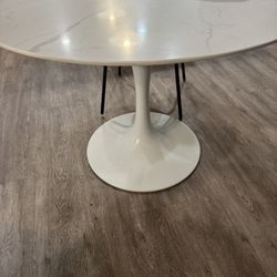 White Marble Dining Table 42” 