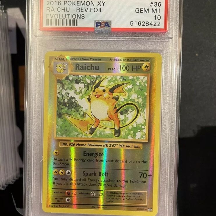 2016 raichu pokemon card 2016 Pokemon XY Evolutions 36/108 Raichu Non Foil CGC 8.5 Miscut Error