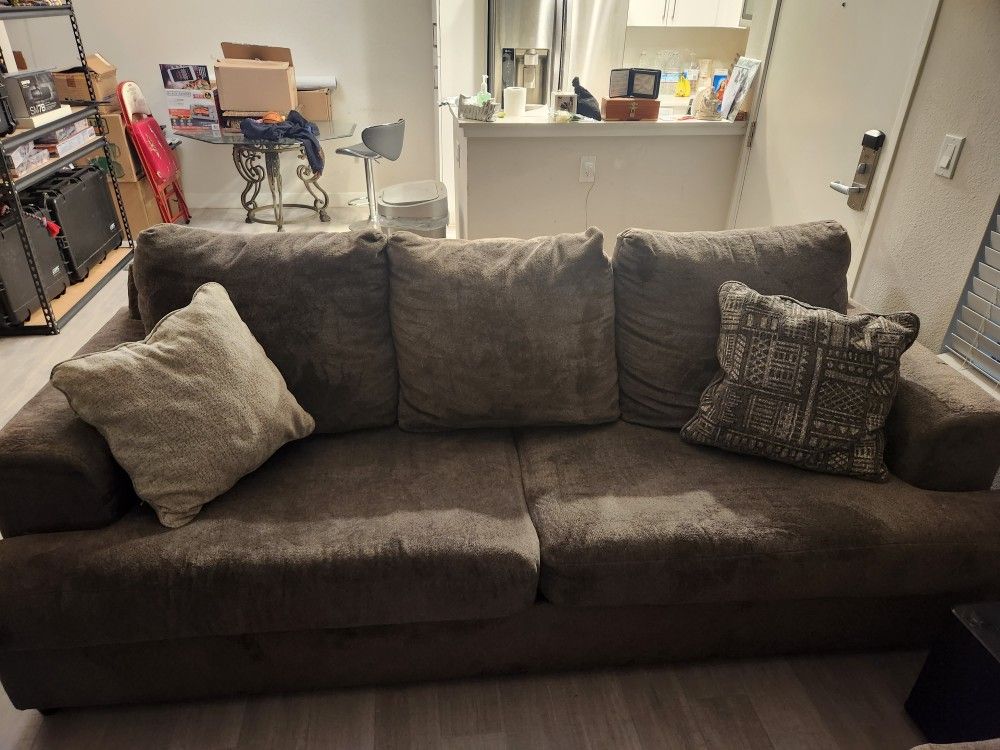 Olive Green Custom Couches Extra Deep Cushion ,Ashley Furniture