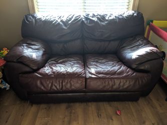 Leather loveseat