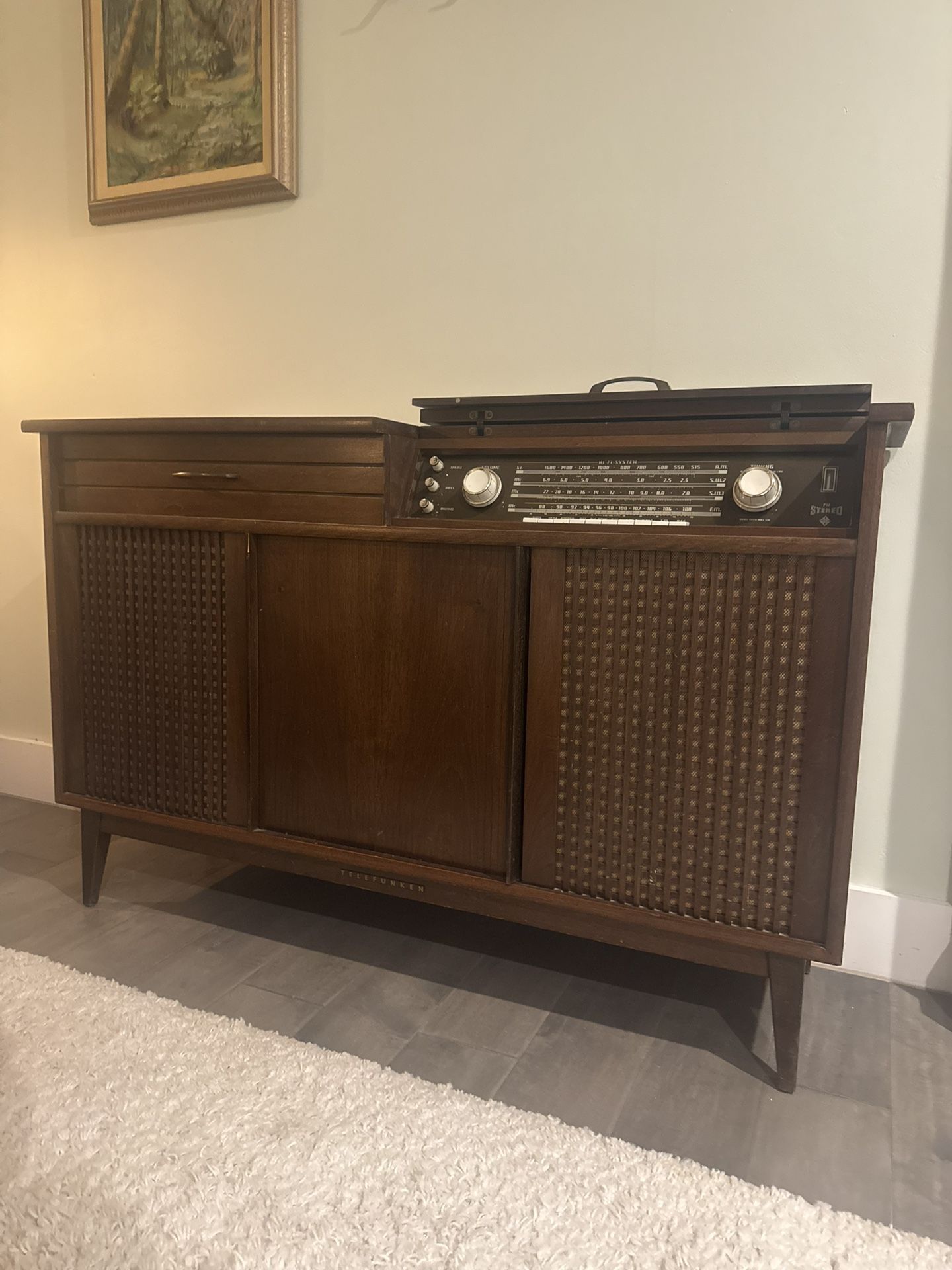 telefunken Mid-century radio and turntable console