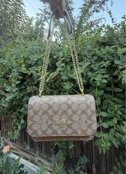 Coach Signature Jacquard Chain Crossbody – Khaki