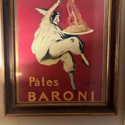🎨 Vintage Art Deco “Pates Baroni” Poster – 30” x 48” – Framed in Glass