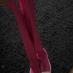 Pink Knee High Boots