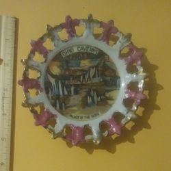 Ohio Caverns Palace Of The Gods Souvenir Wall Display Deco Decorative Plate Japan 1960's Vintage Collectible Colorful