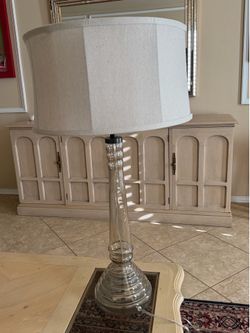 Clear, glass lamp