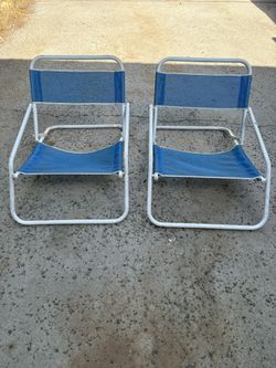 Vintage 80s Beach Chairs Aluminum Set Of 2