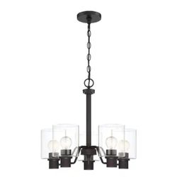 Hampton Bay Castleford 5-Light Satin Bronze Chandelier with Clear Glass Shades For Dining Rooms