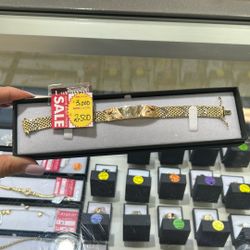 14k Tricolor Gold Bracelet 7.5 Inches Long