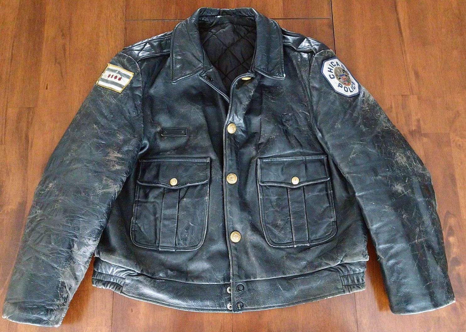 Chicago Police Motorcycle Vintage Leather Jacket