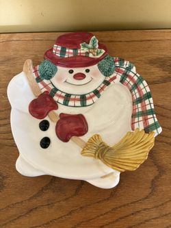 Fitz And Floyd Snowman Christmas Plate