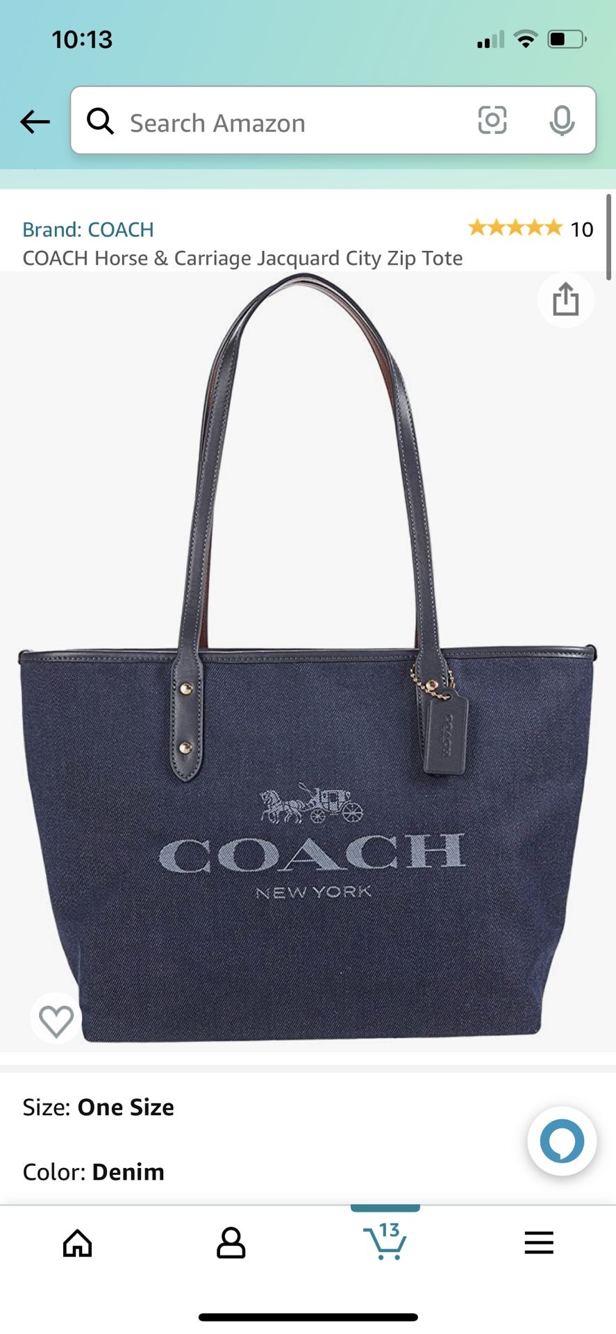 NEW W/tags COACH CITY TOTE- Winter Denim Collection