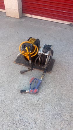 Air hose reel pressure washer reel detailing set