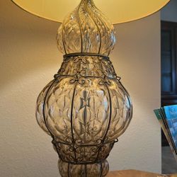Mid century, Hand Blown Glass Lamp 