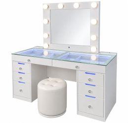 💎 Vanity Table + Lighted Mirror + Stool
✨ All 3 pieces for only $1,095