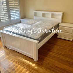 White Full Bed With Mattress 