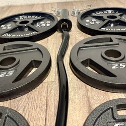 BRAND NEW Olympic Black Curl Bar With Pairs From 5s To 35s (Total: 175 lbs)