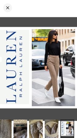 NEW!  Lauren Ralph Lauren Women’s Glen Plaid Straight Ankle Trouser(2) brown/tan
