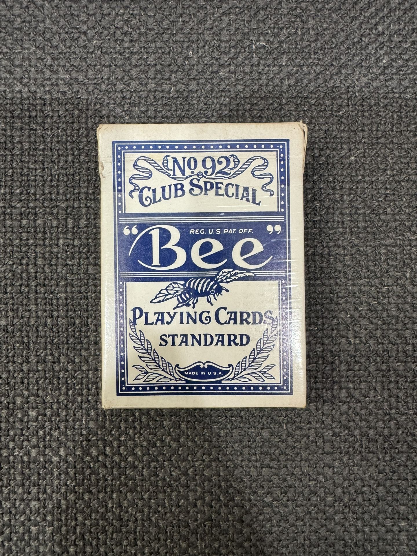Vtg Blue Bee Playing Cards No. 92 Club Special Back No. 67 Cambric Finish