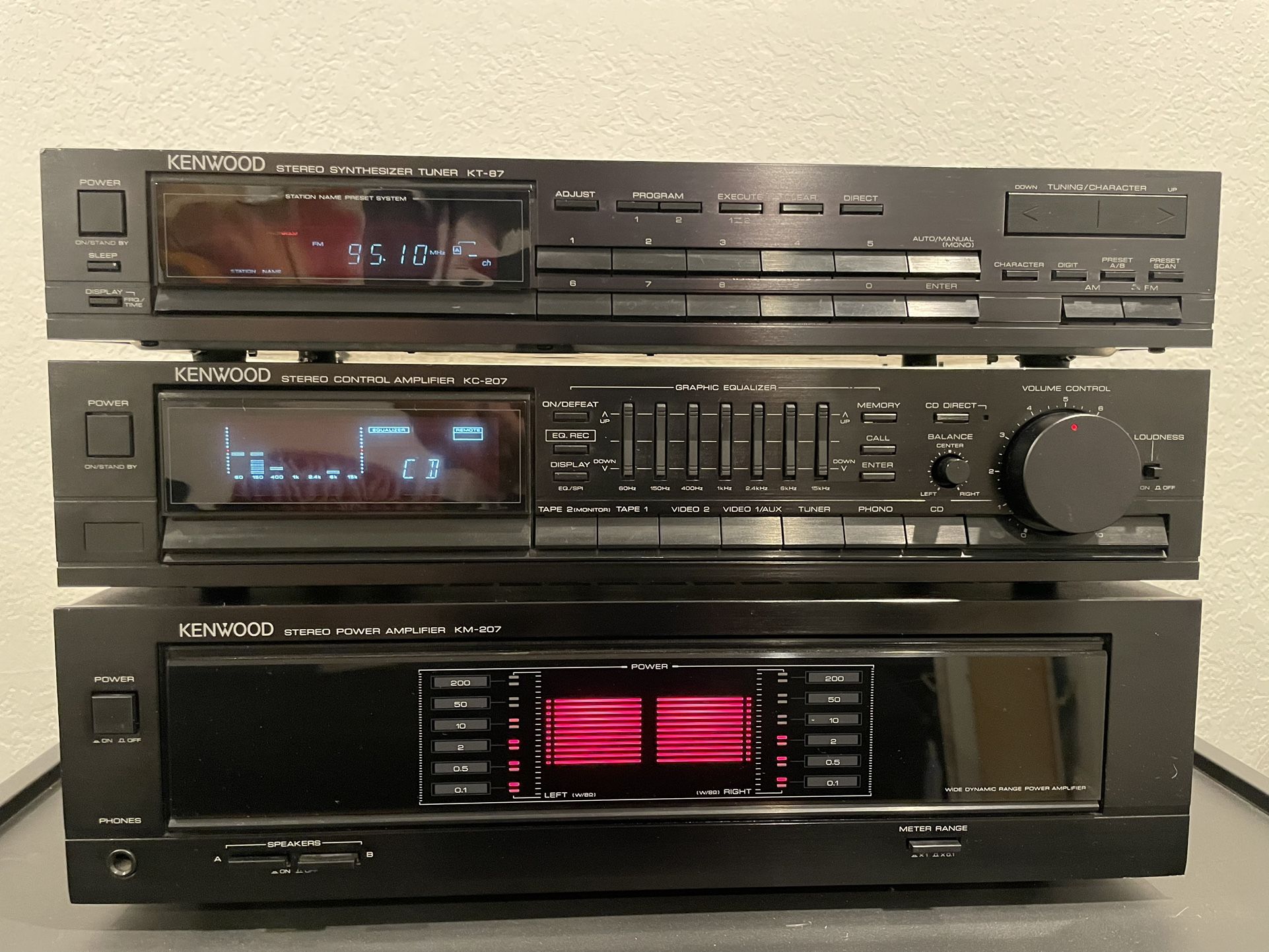 Kenwood KM-207 Stereo Power Amplifier,Stereo Control Amp KC-207, Stereo Tuner