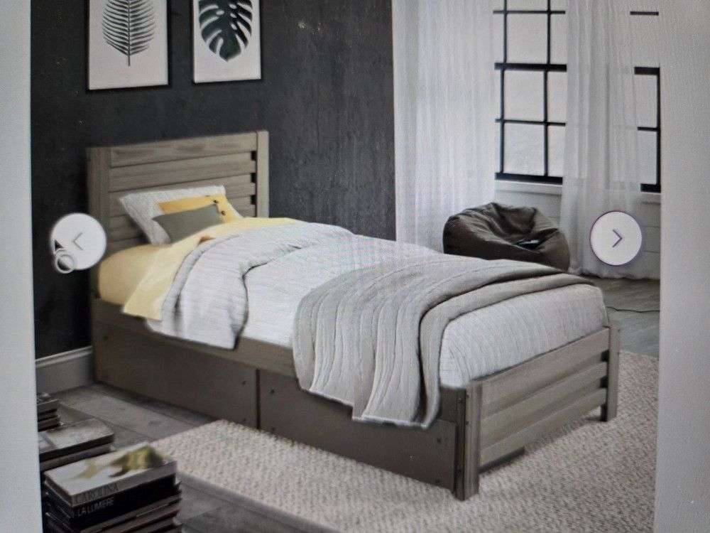 Twin Wood Platform BED W/ Drawer