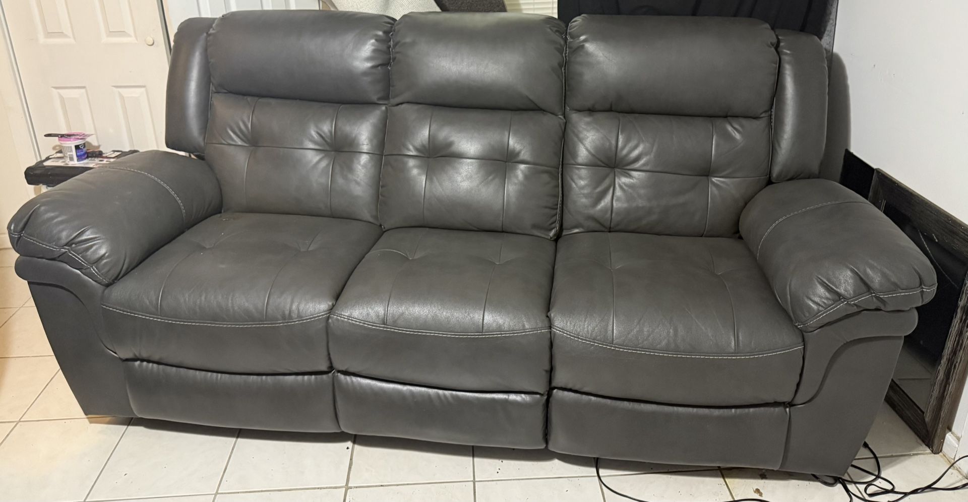 Electric Faux Leather Sofa And Love Seat