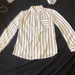 White Black Stripes Blouse /Blusa Blanca Rallas Negras