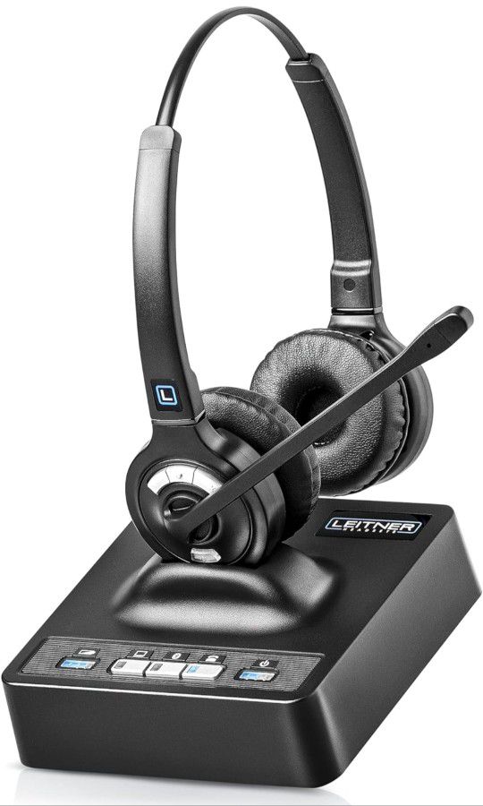 Brand New Leitner 3-in-1 Dual Ear Wireless Office Headset With Microphone