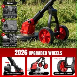 New 20000 RPM Electric Weed Wacker with Wheel,12″ Brushless Cordless Weed Eater Battery Powered,4-in-1 Brush Cutter/String Trimmer/Grass Edger/Tiller