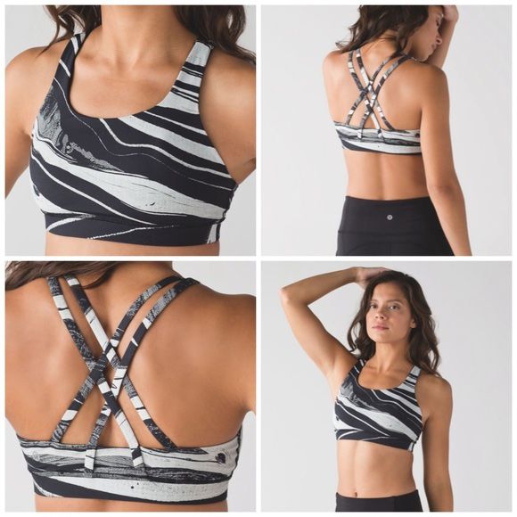 Rare Lululemon Size 4 Bra Black & White (“Energy” Sports Bra) for Yoga, Running, Gym, Hiking Size Small S (Similar to Patagonia, Gymshark, Nike Cloth