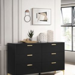Brand New 6-Drawer Black/Gold Dresser
