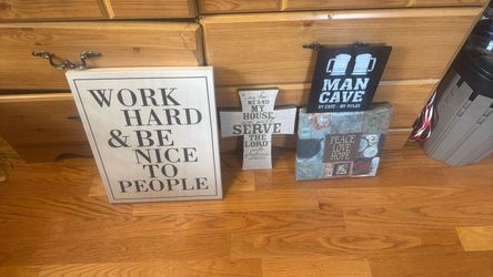 Set of 4 Decorative Home Wall Signs – Inspirational, Faith & Man Cave Déco
