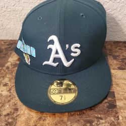 New Era Green Oakland Athletics Stateview 59FIFTY Fitted Hat Size 7 1/2
