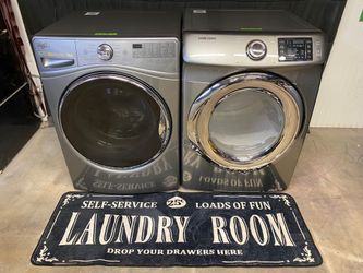 Whirlpool Stackable 4.5 Cu Ft Front Load Washer + Samsung 7.5 Cu Ft Electric Dryer Set - Stunning Silver