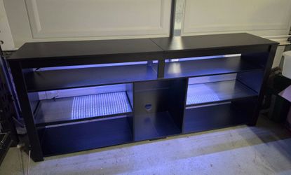 Long black LED TV stand