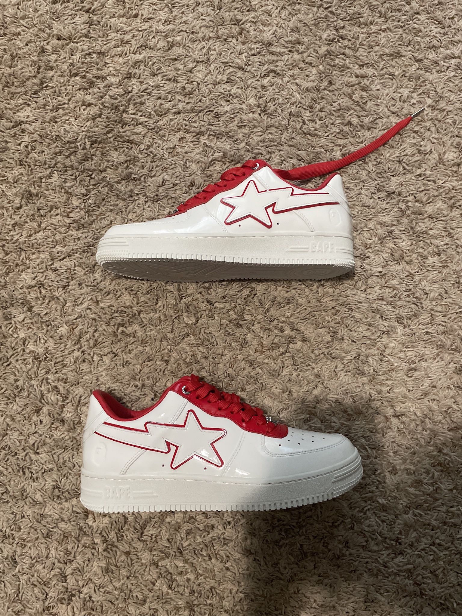 Patent Leather White Red Bathing Ape Bape Sta