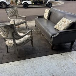 Leather sofa and chairs from Neiman Marcus 