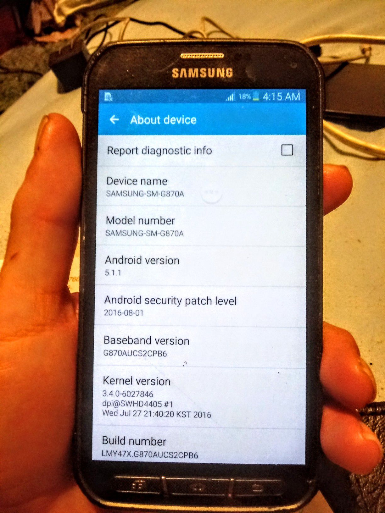Samsung Galaxy S5-Active 16 GB At&T Smartphone grey back