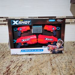 Zuru X-Shot 4 Gun Bundle 2x Reflex 6 and 2x MK 3 with 24 Foam Darts