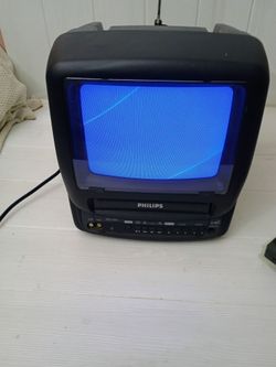 Philips  2000 9" Color Retro Gaming CRT TV VCR Combo TESTED WORKS