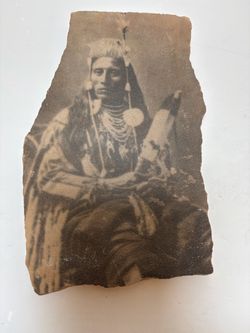 VINTAGE AL PEYRON “MEDICINE CROW” SANDSTONE ART – 1984