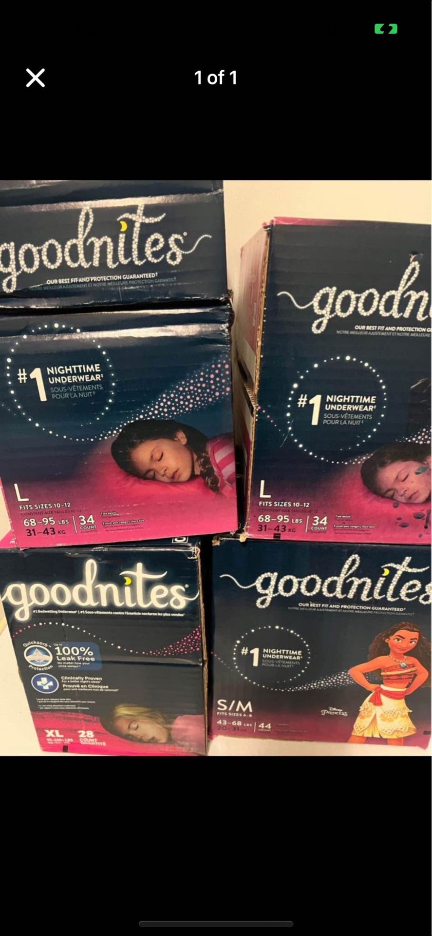 Kids Goodnites Underwear $20 Each