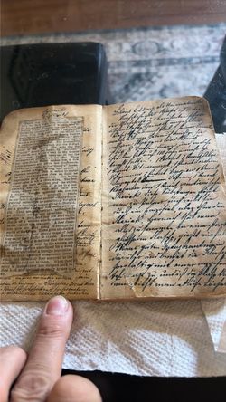 Antique Handwritten Journal with Newspaper Clippings