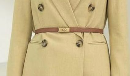 Women Skinny Leather Belt Adjustable Thin Belt Turn Lock Buckle