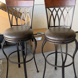 Set of Two 30” high barstools  - metal and swivel